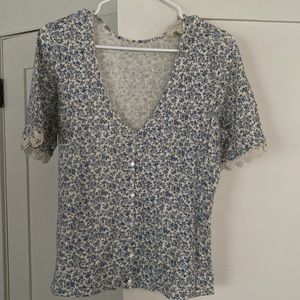 Sézane top Blue Floral print